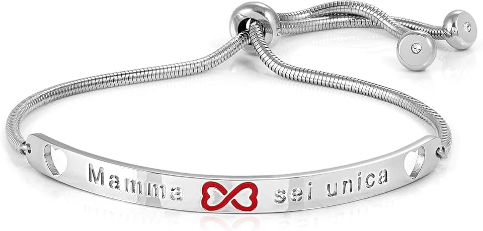 Nomination Bracciale Donna - Collezione Messaggiamo, Acciaio e Zirconi, Lunghezza Regolabile 14-20 cm, Chiusura Scorrevole, Idea Regalo