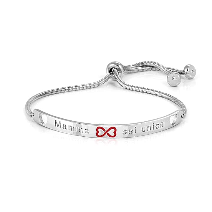 Nomination Bracciale Donna - Collezione Messaggiamo, Acciaio e Zirconi, Lunghezza Regolabile 14-20 cm, Chiusura Scorrevole, Idea Regalo
