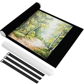 Ainiv Tappeto Puzzle 1500 Pz, Portatile Tappetino Feltro Antiscivolo Arrotolabile, Roll Mat Con Pompa Gonfiabile, Nero