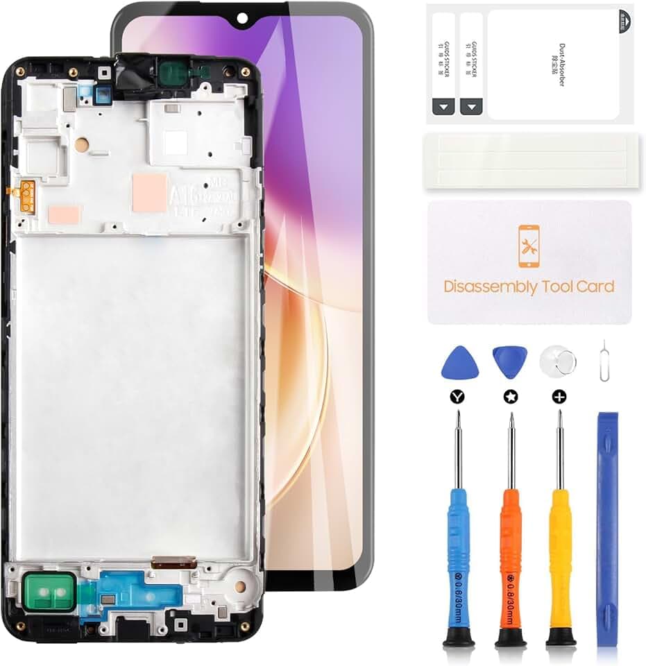 LADYSON Schermo LCD TFT per Samsung Galayx A16 4G A165 SM-A165F A165M Display LCD Touch Screen Digitizer Full Glass Assemblaggio Riparazione con Strumenti (Nero con Telaio, Non A16 5G A166)