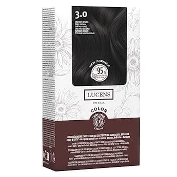 Lucens Umbria - 3.0 Castano scuro, Tinta per Capelli Senza Ammoniaca, Kit Colorazione Permanente Vegan con Estratti Naturali, Azione Lenitiva, Idratante e Protettiva