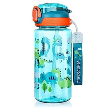 flintronic Borraccia, 600ML Borraccia per Ragazzi e Ragazze Senza BPA, Bottiglia Acqua con Cannuccia, Bottiglia d'Acqua a Prova di Perdita, Regalo per Studenti