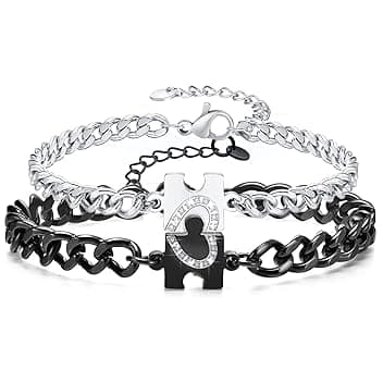 Gkmamrg Bracciali per coppia, per fidanzato, compagno o marito, ideale per Natale, 16-24 cm, acciaio inossidabile, 16cm-24cm, Acciaio inossidabile