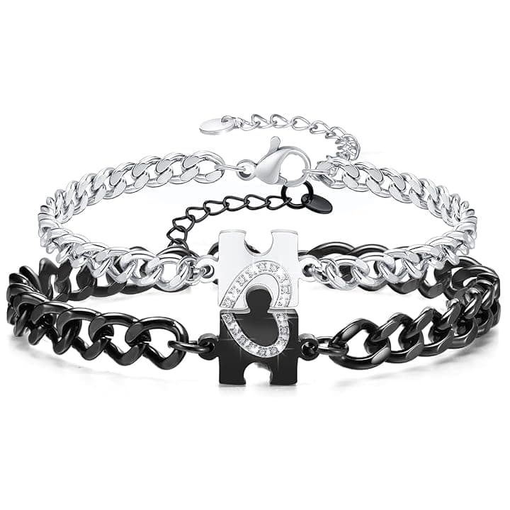 Gkmamrg Bracciali per coppia, per fidanzato, compagno o marito, ideale per Natale, 16-24 cm, acciaio inossidabile, 16cm-24cm, Acciaio inossidabile
