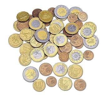 Learning Resources Set di Monete in Euro (Set da 100), Monete finte per Bambini, per Bambini, Giocattoli 3 Anni