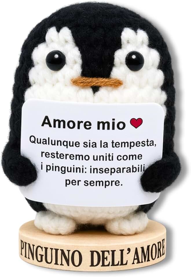 Pinguino Peluche dell’Amore – Regalo Romantico per Fidanzato o Fidanzata, Idea Regalo Anniversario, Mesiversario o Matrimonio – Regalo di Coppia San Valentino “Amore Mio” (Pinguino dell’Amore)