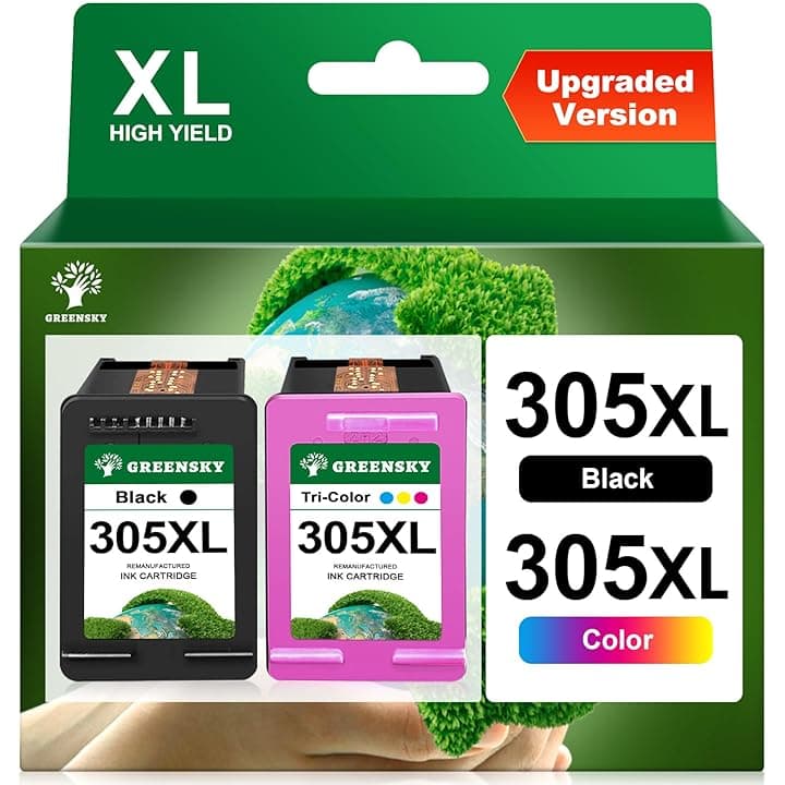 GREENSKY 305 305XL Compatibile con Cartucce HP 305 Nero e Colore con HP DeskJet 2820e 2720e 2720 2710e 2710 DeskJet Plus 4130 4120 4110 Envy 6020e 6022 6022e 6030 6030e Envy Plus 6430e Colore Nero