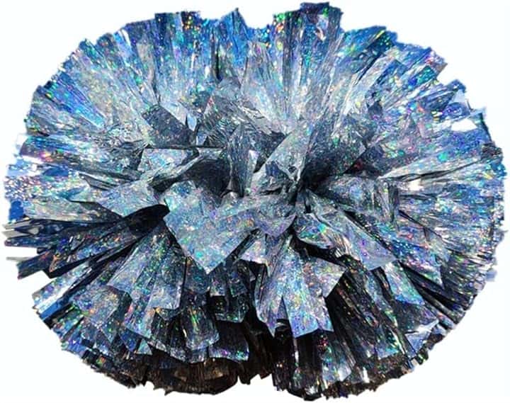 2 pezzi pon pon da cheerleading con diamante metallico lucido for bambini, giochi sportivi scolastici da 12,6 pollici pompon da cheerleader con manico a bastone, pompon da cheerleader for ragazzi e ra