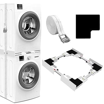 NIUXX Kit di Accatastamento per Lavatrici, Kit di Sovrapposizione Universale con Cinghie Cricchetto, Kit di Impilamento Slim, Telaio Intermedio Universale per 46-66 cm Lavatrice e Asciugatrice