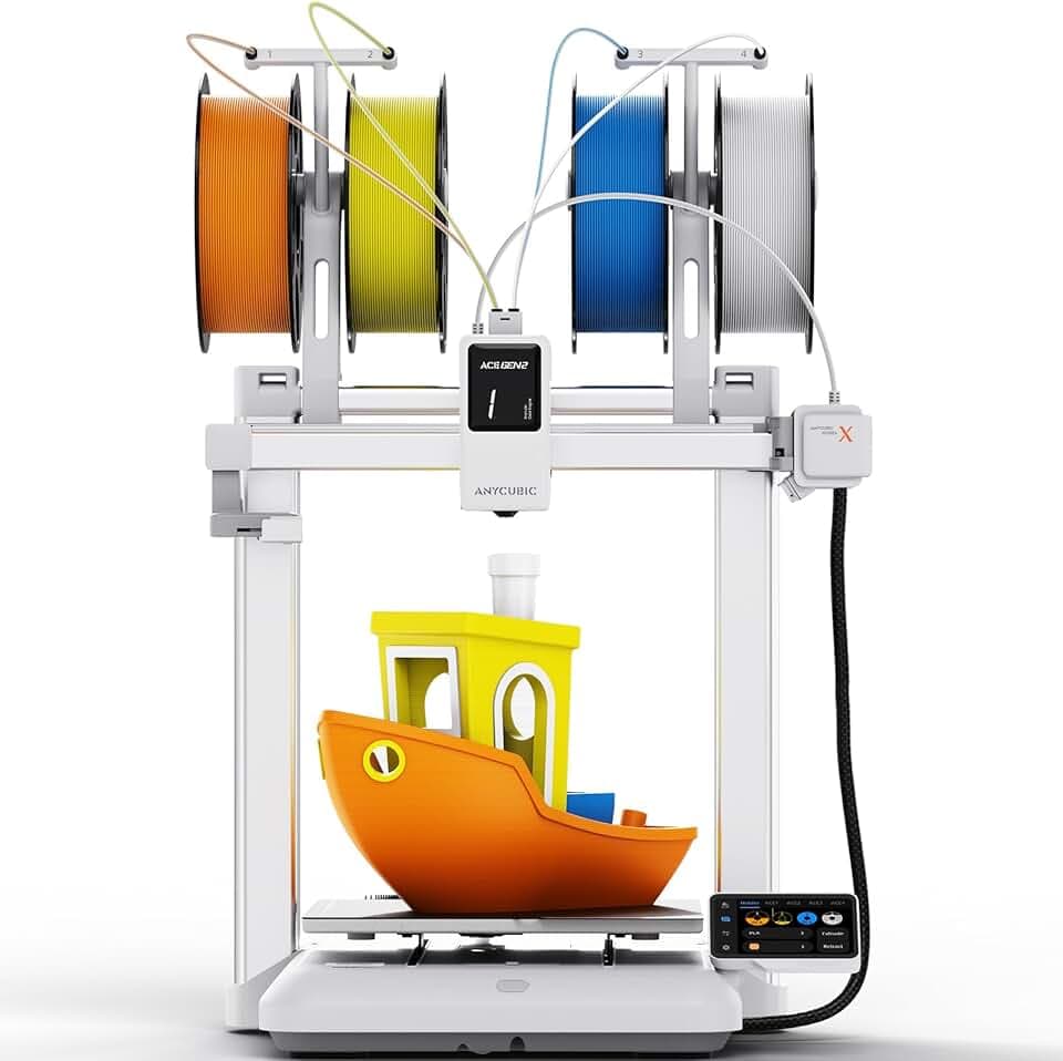 Anycubic Kobra X Stampante 3D, Alta Velocità da 600 mm/s con Stampa 4 Colori, Livellamento Automatico 49 Punti, Rilevamento Intelligente Tramite AI per Principianti e Professionisti,260 x 260 x 260 mm