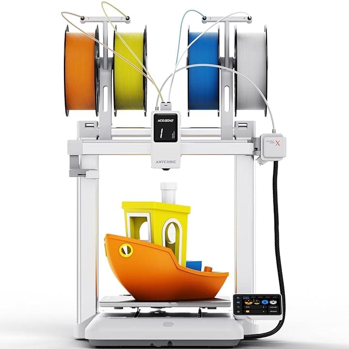 Anycubic Kobra X Stampante 3D, Alta Velocità da 600 mm/s con Stampa 4 Colori, Livellamento Automatico 49 Punti, Rilevamento Intelligente Tramite AI per Principianti e Professionisti,260 x 260 x 260 mm