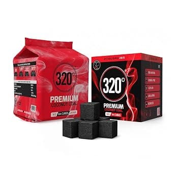 320° Carbone naturale di noce di cocco (26mm Cubes) per barbecue e narghilè, shisha, 1 kg