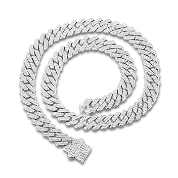 HALUKAKAH Collana Bracciale a Maglie Cubane Placcato in Oro 18k/Platino/Rodio Nero per Ragazzi Bambini Adolescenti - Diamanti da Laboratorio Incastonati a Mano - Larghezza 12mm - Con Confezione Regalo