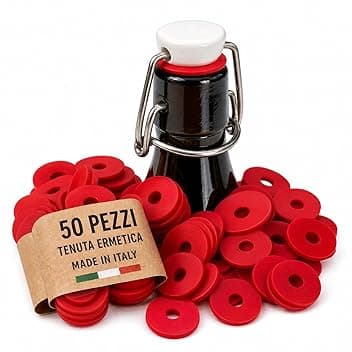 Vigormat Guarnizioni per Bottiglie di Vetro in Gomma Universali - Guarnizione di Ricambio per Tappi Bottiglie Vetro con Chiusura Ermetica - Made in Italy (50 Pezzi)