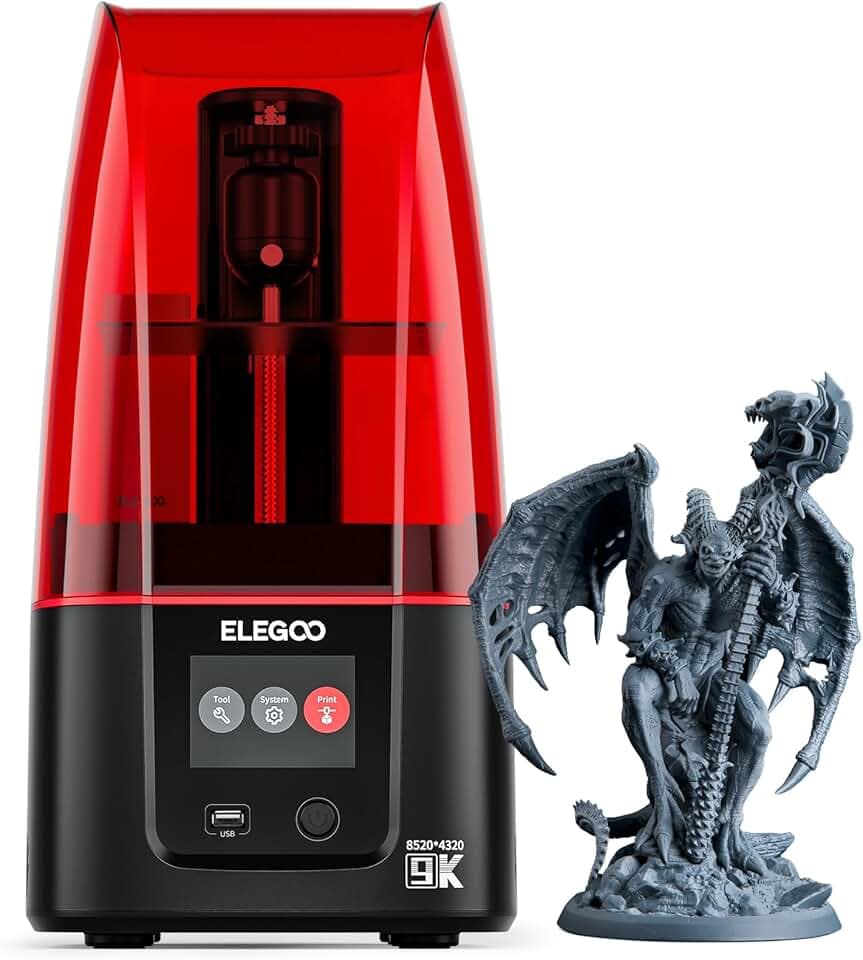ELEGOO Mars 4 Stampante 3D MSLA in Resina a Fotopolimerizzazione UV con Schermo LCD Monocromatico 9K da 7 Pollici, Stampante 3D in Resina, Dimensione di stampa di 153,36x77,76x175 mm³