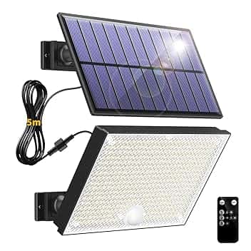 Faretto Led da Esterno Solare,400LED Luci Solari da Giardino,3 Modalità Luce Solare LED Esterno con Sensore di Movimento, Bianco Freddo Impermeabile Lampada solare da esterno per Illuminare