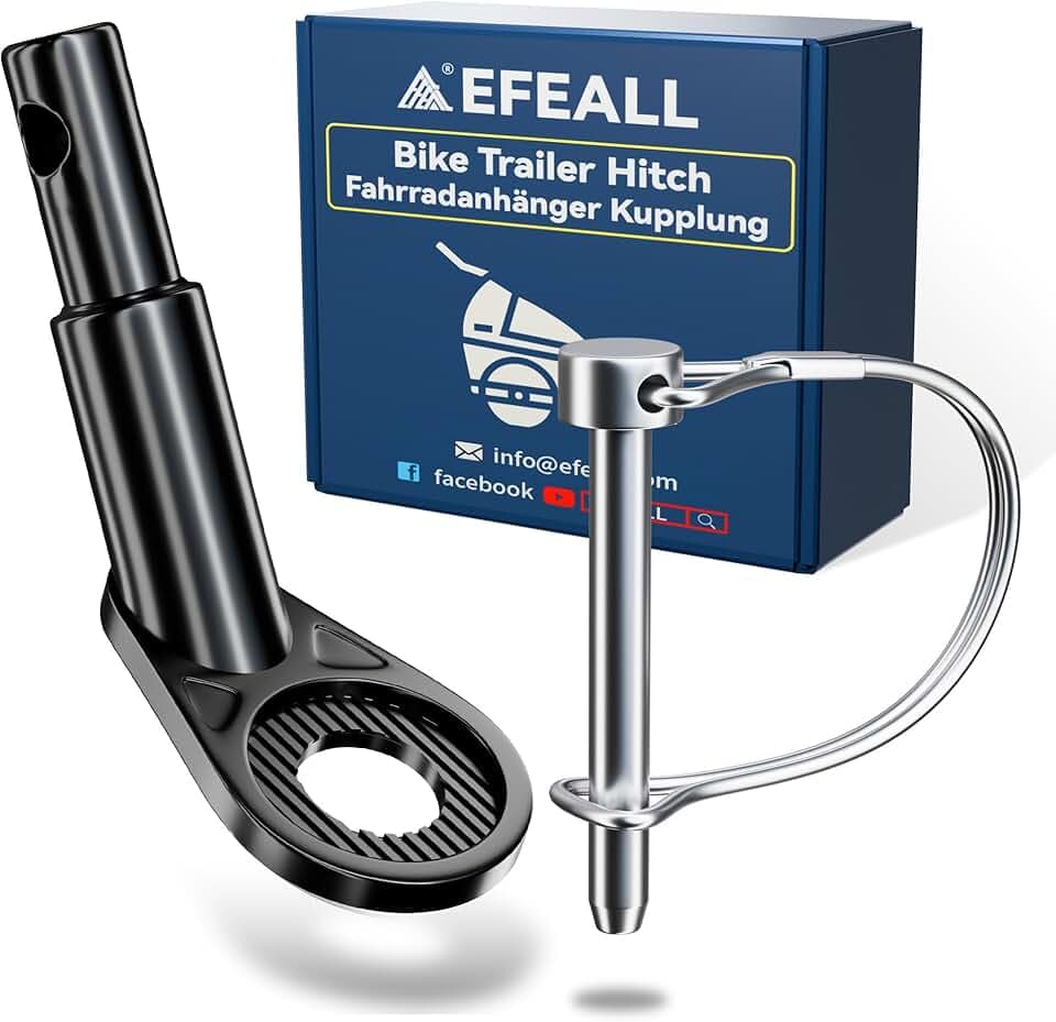 Attacco Rimorchio Bici, 12 mm Robusto Gancio Traino Bici con Perni di Sicurezza, Attacco per Carrello Bicicletta in Acciaio Resistente, Gancio Bicicletta per Rimorchio Bambini, Cani, Merci
