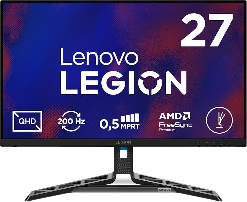 Lenovo Legion R27qe Gen 2 | Monitor Gaming 27" QHD (2560x1440), 200Hz, 0.5ms, IPS, 2x HDMI 2.1 e DisplayPort 1.2, Cavo DisplayPort incluso - Ideale per Esport, FPS e Console