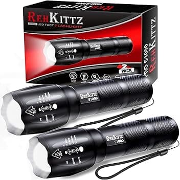 Torcia Super Luminosa Portatile LED (Confezione da 2), 2000 Lumen Torcia Elettrica, Zoomabile,Formato Tascabile,Impermeabile IP44 e 5 Modalità Di Illuminazione