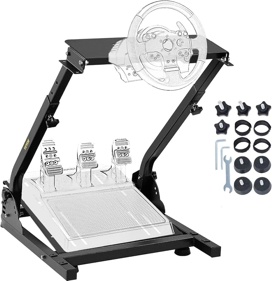 VEVOR Supporto per Volante da Corsa per Gioco G920, Supporto Simulatore per Volante di Corsa Staffa Leva del Cambio Altezza Regolabile 62-80 cm, Compatibile Logitech G27/G25 Pedale Non Incluso