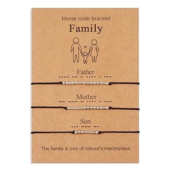 VU100 2/3/4 Codice Morse Bracciale Set Regalo Festa del Papà Regalo Gioielli Fatti A Mano Formato Regolabile Fatto A Mano per Papà Mamma Figlio Figlia Famiglia