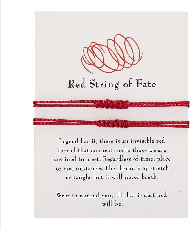 2 Pezzi Bracciale Filo Rosso del Destino per Coppia, Braccialetti Rossi Portafortuna Regolabili per Uomo e Donna, Regalo di Compleanno e Anniversario per Fidanzati, Amici e Sorelle