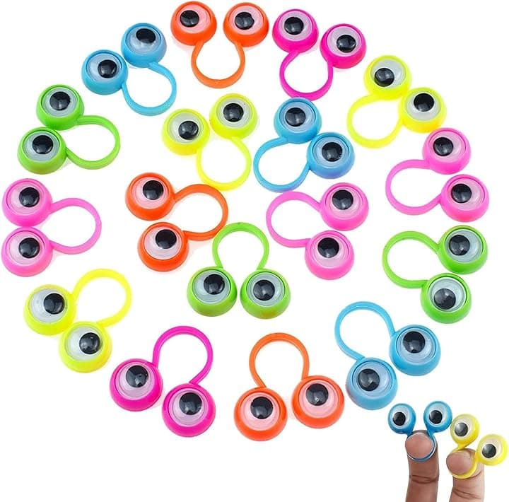 48 Pezzi Occhi Marionette da Dito, Mostro Occhio Marionette Da Dito, Burattini a Dito con Occhi Anelli, Giocattoli per bambini, regali di compleanno per bambini
