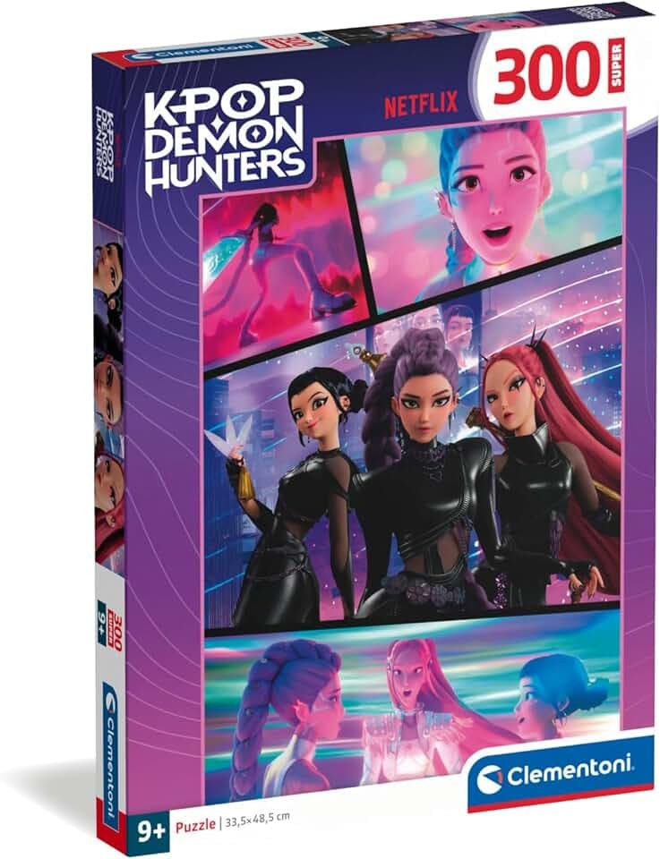 Clementoni - Puzzle per Bambini 300 Pezzi Super, per Bambini 9+ Anni, Illustrazione con Personaggi della Serie K-pop Demon Hunters, Idea Regalo, Made in Italy, 33,5x48,5 cm, 21760