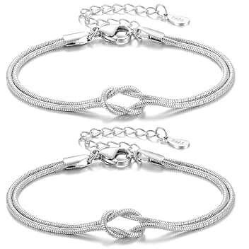 J.Fée 2PCS Bracciali Coppia Bracciale Amicizia Bracciale Donna Argento 925 Bracciali Amicizia Donna, Braccialetti Donne Oro, Regali di Coppia Regalo Amica Regalo Fidanzato Regali Mamma San Valentino