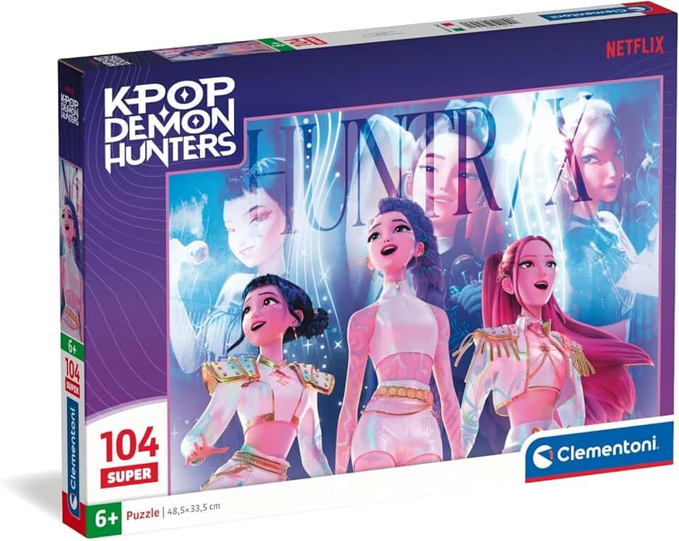 Clementoni - Puzzle per Bambini 104 Pezzi Super, per Bambini 6+ Anni, Illustrazione con Personaggi della Serie K-pop Demon Hunters, Idea Regalo, Made in Italy, 48,5x33,5 cm, 27257