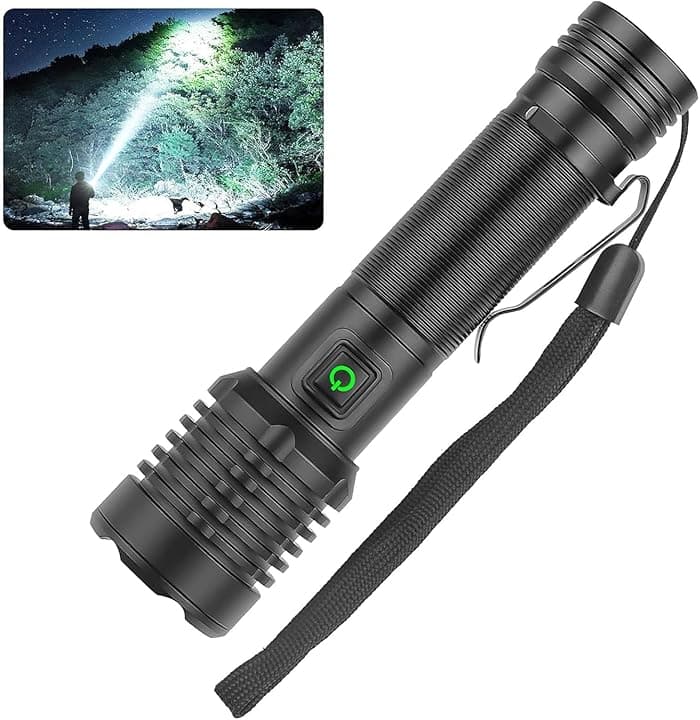 Torcia LED Ricaricabile 90000 lumen, Torcia LED Potente Tattica Ad Alto Lumen, Torcia Ad Alta Potenza, Super Luminosa, Ricaricabile Type-C, Per il Campeggio e l'escursionismo