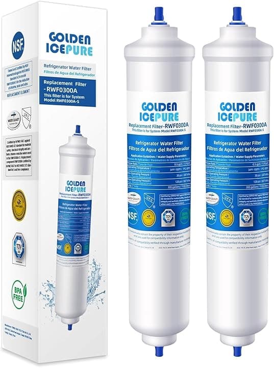 GOLDEN ICEPURE Filtro per frigorifero Compatibile Con Samsung DA29-10105J, DA29-10105J HAFEX/EXP, DA99-02131B, WSF-100, EF9603, HAIER LG Frigorifero a linea, 2 pezzi.
