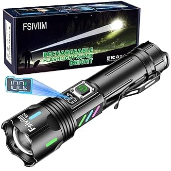 Torcia LED Potente Professionale, 1,000,000 Lumen Torcia Led Ricaricabile Potente, Torcia Ricaricabile USB, zoomabile, 5 modalità, Per Campeggio Trekking Emergenza