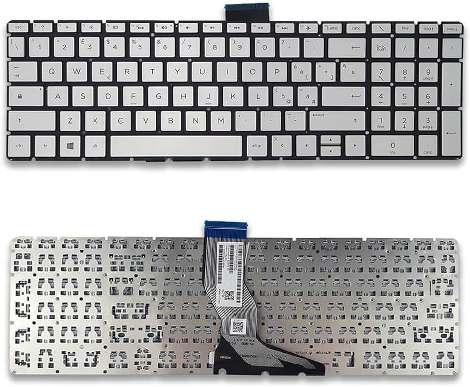 Tastiera per HP 250 G6, 15-BS, 15Q-BD, 17G-BR, 15-CC, 15-BW, 15Q-BD, 17G-BR, 15-CB, 17-BS, TPN-C129 Layout Italiano Colore Silver senza Retroilluminazione Spare Parts L91269-061 (Silver)