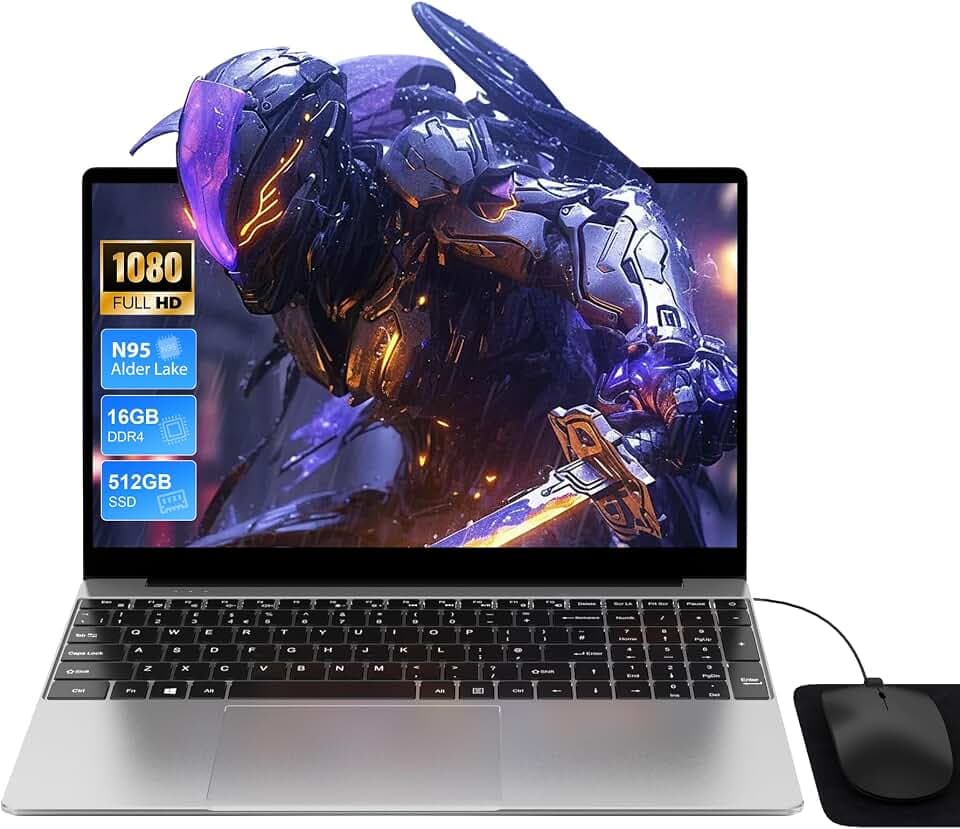 PC Portatile 15,6'', 16GB RAM 512GB SSD 1TB Estensione, N95 Up to 3,4GHz, Win 11 PC Notebook, Tastiera Retroilluminata con Film Italiana, Ricarica Type-C, 5G WiFi/HDMI/USB, Laptop per Studio/Ufficio