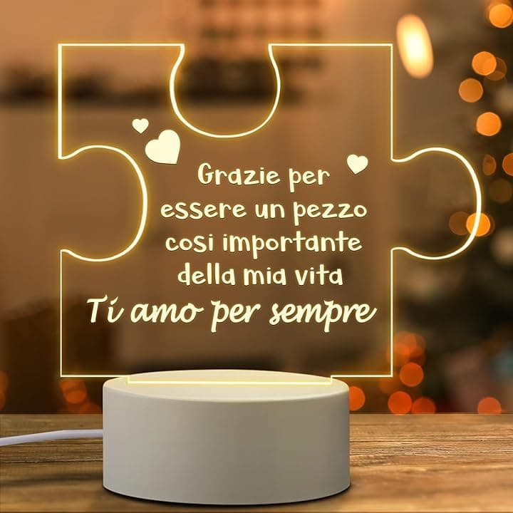 Idee Regalo Donna Uomo Natale, Lampada Regali Anniversario San Valentino per Lui Lei, Luce Notturna Amore Romantico Regalo Compleanno per Fidanzata Fidanzato Marito Moglie Coppia Sorella Amica