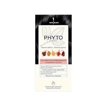 Phyto Color Kit 1 Nero Colorazione Permanente senza Ammoniaca, 100% Copertura Capelli Bianchi