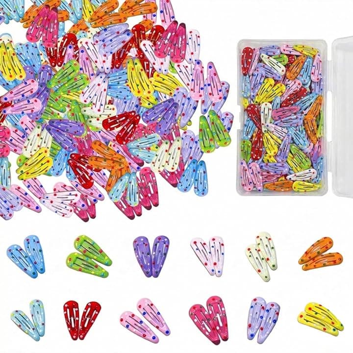 JYXNU JYXNU 80pcs fermagli per capelli per ragazze, Colorato Fermagli Capelli, Fermagli per Capelli a Scatto, Mollette Bambina Donna, graziosi fermagli per capelli a pois, accessori per capelli per bambine