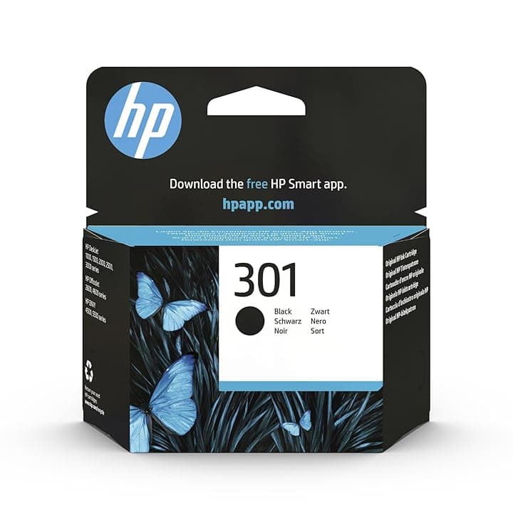HP 301 Nero, CH561EE, Cartuccia Originale da 170 Pagine, Compatibili con Stampanti DeskJet 1000, 1050 1500, 2000, 2050, 2500, 3000, 3050, Envy 4500,5500, OfficeJet 260, 4600 ECOLOGO