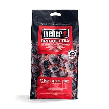 Weber Bricchetti di carbone/accessorio BBQ, combustibile naturale per calore di lunga durata, accensione in 20 minuti, fino a 3 ore di combustione, 8 kg