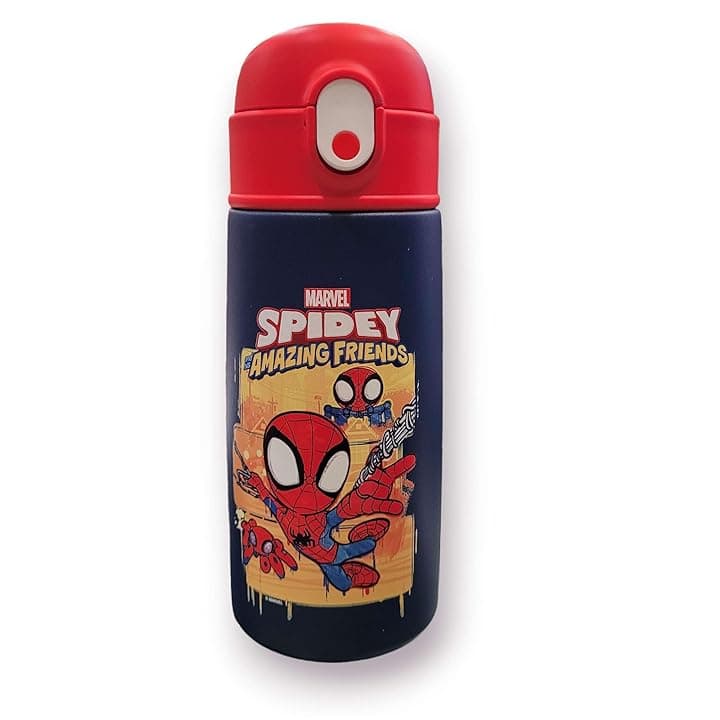 Seven Borraccia Termica Borraccia SPIDER-MAN, Blu Rosso - Borraccia per Bambini con Cannuccia 460 ML - Borraccia Asilo SPIDERMAN, Scuola Elementare - Acciaio Inox, Mantenimento Temperatura fino a 24h