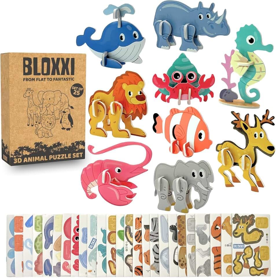 Set 25 Puzzle 3D Animali per Bambini, Regalini Fine Festa Compleanno
