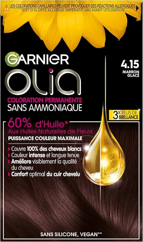 Garnier Olia - Colorazione permanente all'olio senza ammoniaca, colore: castano