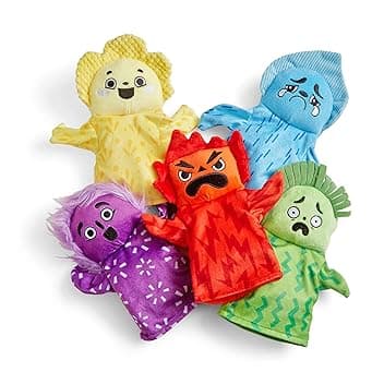 Set di Pupazzi da Mano Feelings Family di Learning Resources, Pupazzi da Mano per Bambini, Impara i Sentimenti, Pupazzi da Mano delle 5 Emozioni, Felicità, tristezza, Sorpresa, Rabbia e Paura