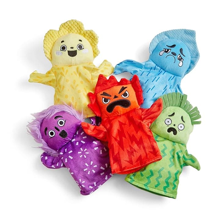 Set di Pupazzi da Mano Feelings Family di Learning Resources, Pupazzi da Mano per Bambini, Impara i Sentimenti, Pupazzi da Mano delle 5 Emozioni, Felicità, tristezza, Sorpresa, Rabbia e Paura
