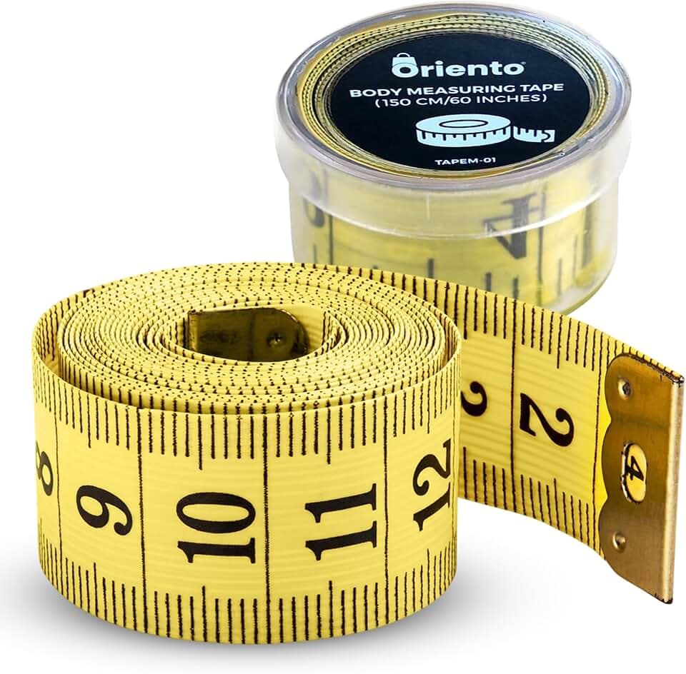 Oriento Metro a Nastro per Misurare Corpo da 150 cm/60 Pollici – Centimetro da Sarta Double Face per Sartoria, Cucito, Artigianato - Giallo (150 cm/ 60 inches)