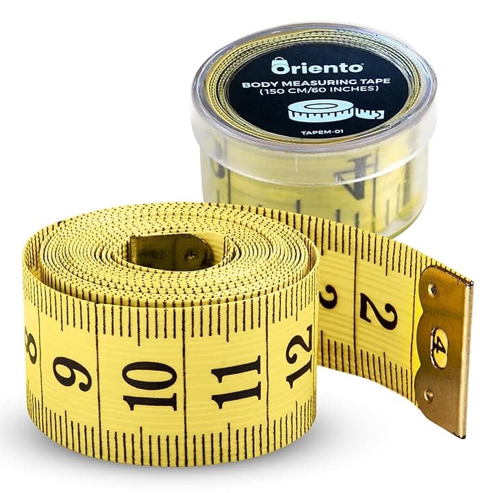 Oriento Metro a Nastro per Misurare Corpo da 150 cm/60 Pollici – Centimetro da Sarta Double Face per Sartoria, Cucito, Artigianato - Giallo (150 cm/ 60 inches)