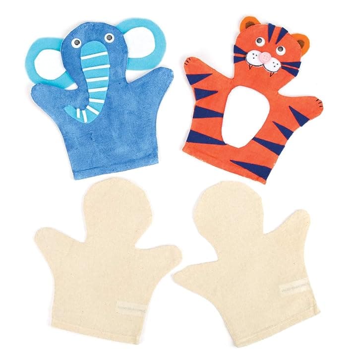 Baker Ross Marionette da Mano in Tessuto per Bambini da Creare, Decorare e con cui Giocare (confezione da 6), calico, 21.5cm