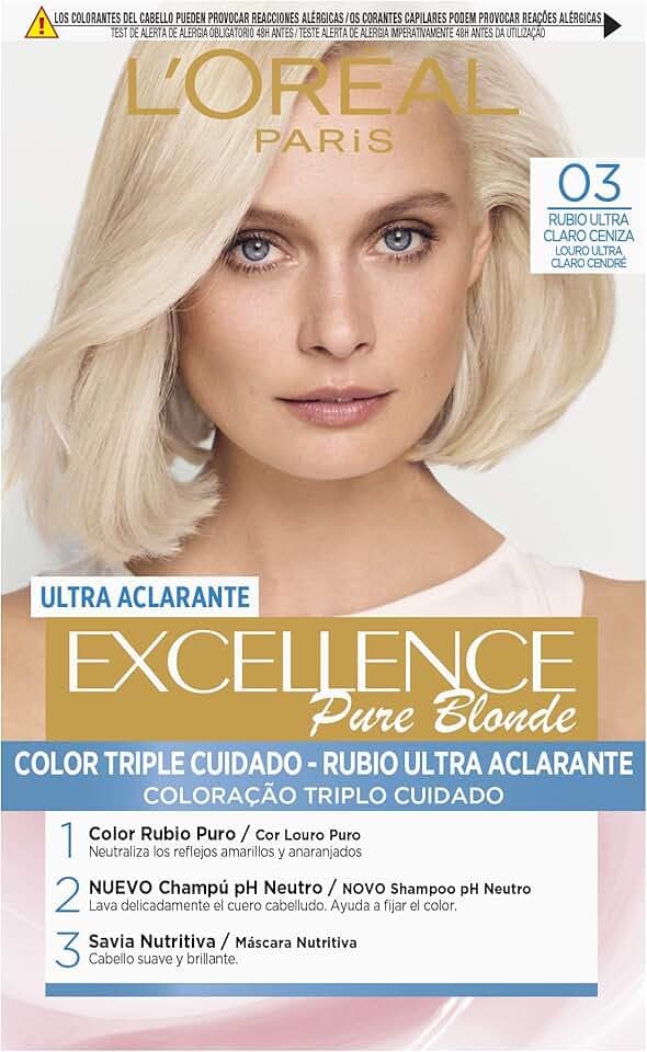 L'Oreal Tintura per Capelli, Excellence Creme, 200 gr, 03 Rubio Ultra Claro Ceniza