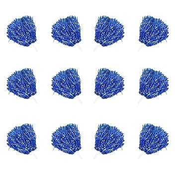 12 Pezzi pompon da cheerleader,Cheerleading Pom,Fiore a Mano Cheerleader,pom pom cheerleader,per Ballare, Cheerleading, Feste Sportive,riutilizzabili. (Blu)